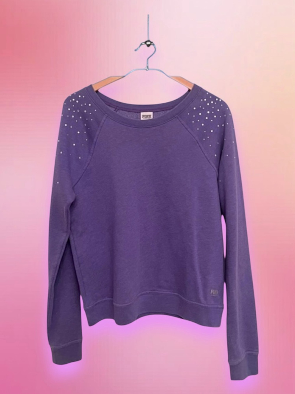 Victoria’s Secret PINK Vintage 90’s Small Purple Crew Rhinestone Sweatshirt